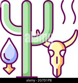 Extreme drought causing animals extinction RGB color icon Stock Vector
