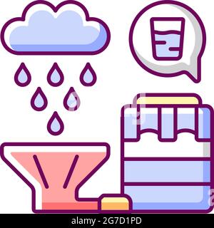 Recycling rainwater RGB color icon Stock Vector