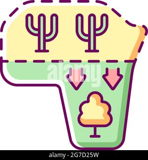 Desert expansion RGB color icon Stock Vector