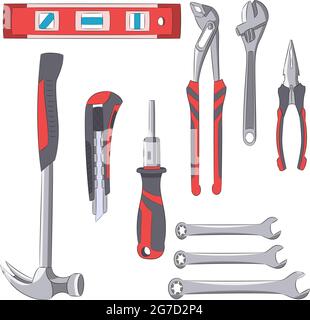 A set of tools for plumbing work isolated on a white background. Vector illustration. Stock Vector