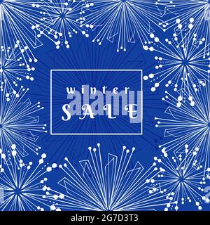 winter sale with white text and snowflakes on a blue background for your design Stock Vector