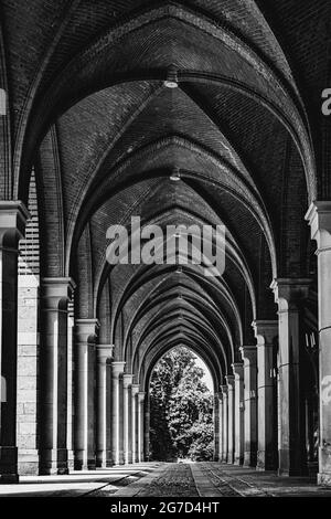 inner courtyard of the castle, architecture with columns and arches Stock Photo