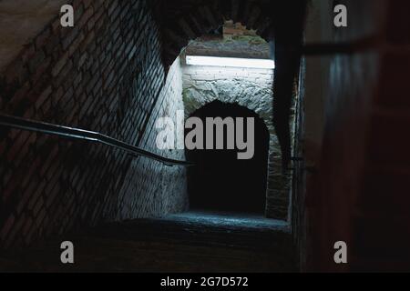 old stone stairs to the underground Stock Photo