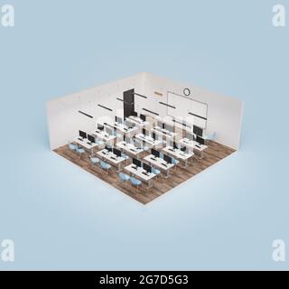 modern classroom with computers at the desks. education concept, online ...
