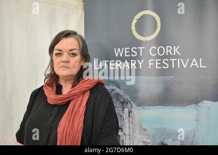 Bantry, West Cork, Ireland. 12th July 2021. West Cork Literary Festival last day of live outdoor events featuring numerous writers. Pictured below Louise Kennedy. Credit: Karlis Dzjamko/Alamy Live News Stock Photo