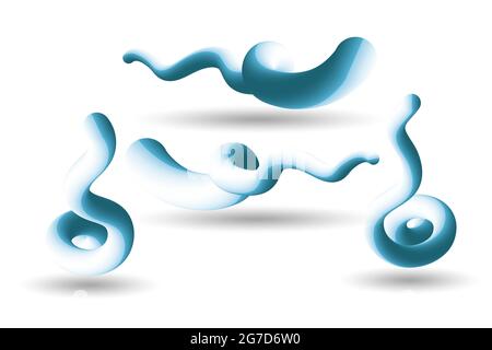 Vector set of 3D illustration Pasta Cream. Gradient. Curl, wave, spiral. Isolated. For your design. Vector illustration Stock Vector