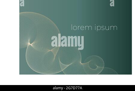 Abstract dark green background banner with spiral circles, for an inscription. Vector illustration Stock Vector