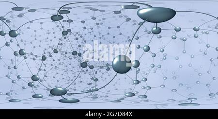 360 degree panoramic view of 360 degree lattice structure of crystal. Panorama, environment 360° HDRI map. Equirectangular projection, spherical panorama. 3d rendering