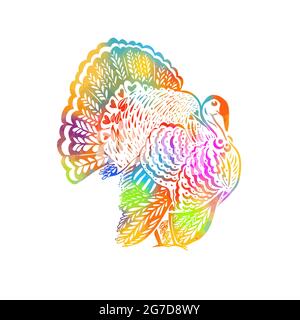 Turkey is a graphic multicolored object. Happy Thanksgiving. Vector illustration Stock Vector