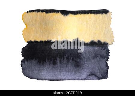 Vector watercolor background yellow and black stripe, hand drawing. For the design of a banner, backdrop, lettering, card. Vector illustration Stock Vector