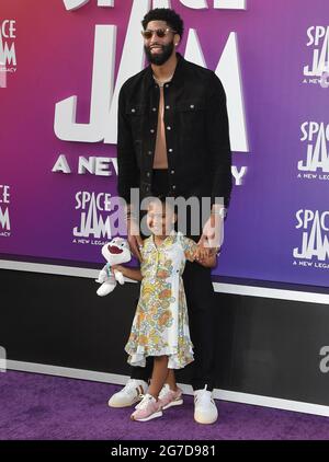 Los Angeles, USA. 12th July, 2021. Anthony Davis and Nala Davis arrives at the SPACE JAM: A NEW LEGACY World Premiere held at the Regal L.A. LIVE in Los Angeles, CA on Monday, ?July 12, 2021. (Photo By Sthanlee B. Mirador/Sipa USA) Credit: Sipa USA/Alamy Live News Stock Photo