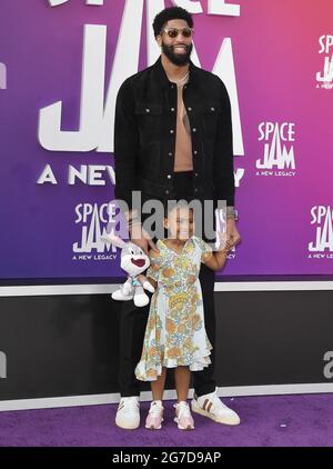 Los Angeles, USA. 12th July, 2021. Anthony Davis and Nala Davis arrives at the SPACE JAM: A NEW LEGACY World Premiere held at the Regal L.A. LIVE in Los Angeles, CA on Monday, ?July 12, 2021. (Photo By Sthanlee B. Mirador/Sipa USA) Credit: Sipa USA/Alamy Live News Stock Photo