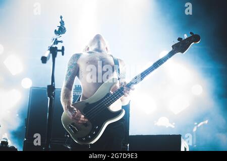 PADOVA, GRAN TEATRO GEOX, ITALY: James Johnston, bassist of the Scottish rock band Biffy Clyro performing live on stage in Padova, for the “Ellipsis” European tour Stock Photo