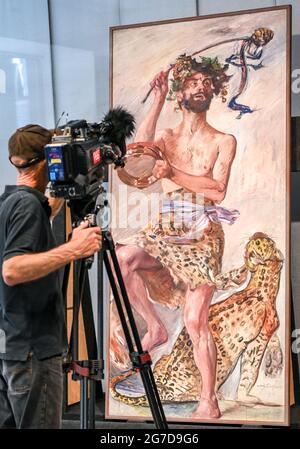 Berlin, Germany. 13th July, 2021. The painting 'Bacchant' by Lovis Corinth, newly acquired for the exhibition, will be presented at a press event at the Berlinische Galerie. Credit: Jens Kalaene/dpa-Zentralbild/dpa - ATTENTION: Only for editorial use and only with full mention of the above credit/dpa/Alamy Live News Stock Photo