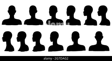 Man And Woman Silhouettes With Face Silhouette On The Background