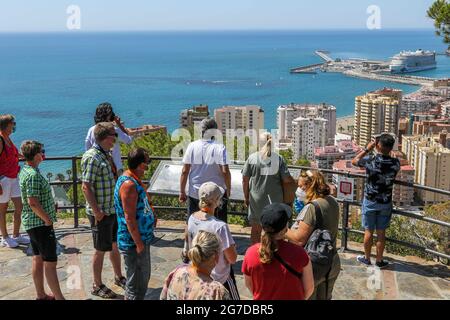 July 13, 2021: July 13, 2021 (Malaga) The first international cruise ship to dock in Malaga after 16 months with almost 1,500 passengers, with a capacity limit of 50%. the 'Aida Perla' with its characteristic colourful design, the work of the painter Feliks BÃ¼tner (Credit Image: © Lorenzo Carnero/ZUMA Wire) Stock Photo