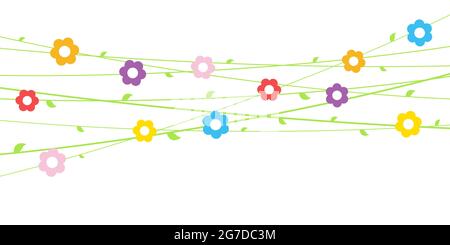 EPS 10 vector file background with flowers on strings for spring time in different colors for easter and fresh concepts Stock Vector