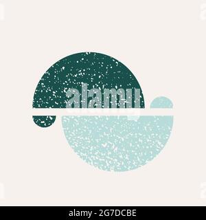 Minimal geometric composition. Semi circles in balance with grunge texture. Vector illustration, flat design Stock Vector