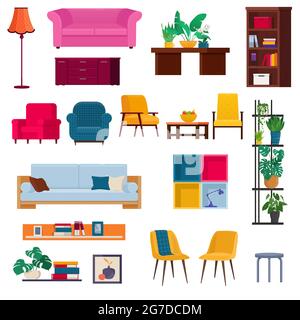 Big set of furniture and home decoration Stock Vector