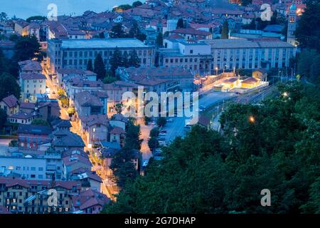 Sunset over the Lake of Como seen from Bellano, Lombardy, Italy, Europe Stock Photo