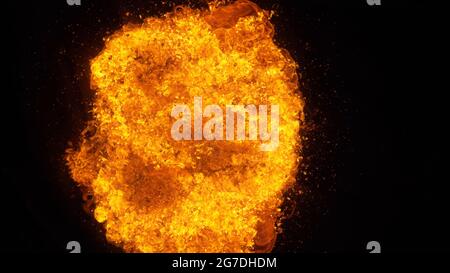 3D rendering of a colorful explosion. Bright colors and fiery color transitions during the blast wave. This illustration can be used as a background f Stock Photo