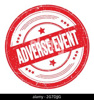 ADVERSE EVENT text on red round grungy texture stamp. Stock Photo