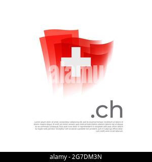 Switzerland flag. Vector stylized design national poster on a white background. Swiss flag painted with abstract brush strokes with ch domain, place f Stock Vector