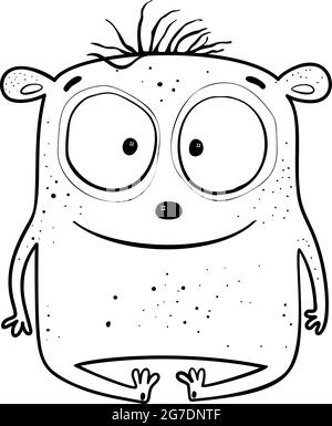 Cute Baby Monster for Kids Coloring Book Stock Vector