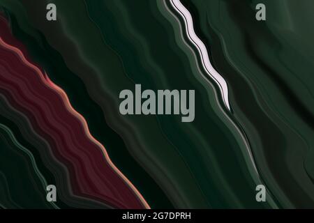 Illustration of dark green and red abstract wavy lines Stock Photo