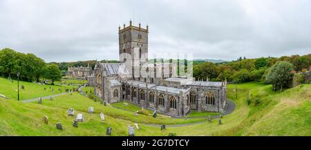 St Davids Cathedral is situated in St Davids city in the county of Pembrokeshire, Stock Photo