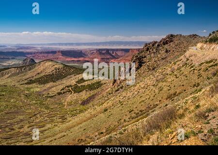 Castle Valley, Professor Valley in distance, view from La Sal Mountain Loop Road, near Moab, La Sal Mountains, Utah, USA Stock Photo