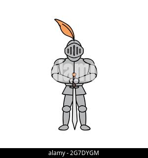 knight in armor illustration on white background Stock Vector