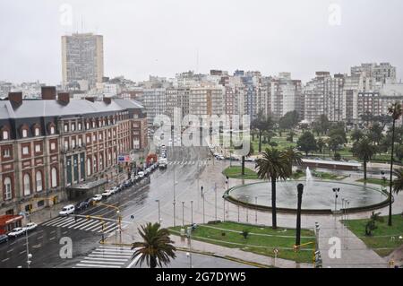 Hotel Provincial and Plaza Colon. Mar del Plata, Argentina Stock Photo