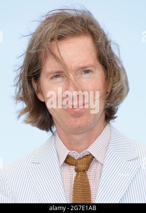 Cannes. 13th July, 2021. Director Wes Anderson poses during the photocall for 'The French Dispatch' at the 74th annual Cannes Film Festival, in Cannes, France, July 13, 2021. Credit: Xinhua/Alamy Live News Stock Photo