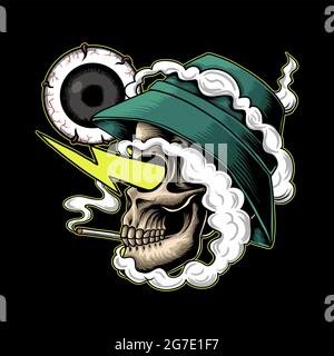 Skull smoke high vector illustration Stock Vector