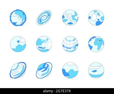 Solar system planets - modern isometric icons set on white background. Galaxy, cosmic exploration, space and astronomy idea. The sun, galaxy, mercury, Stock Vector
