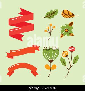 autumn season set nine icons Stock Vector