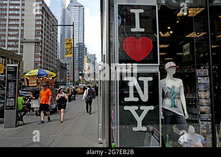 Souvenir shop on a corner street of Manhattan, in New York City. Stock Photo