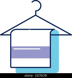 towel hanging in clothespin icon Stock Vector