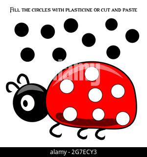 Educational paper game for preschoolers development. Cut out parts of the image and glue on paper or fill in the white spots with plasticine Stock Vector