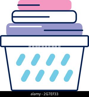 basket with clothes laundry icon Stock Vector