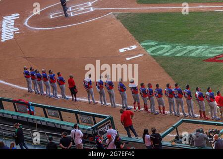 MAZATLAN, MEXICO - JANUARY 31: Vimael Machin of Puerto Rico during the game  between Puerto Rico and Dominican Republic as part of Serie del Caribe 2021  at Teodoro Mariscal Stadium on January