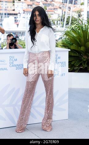 Cannes, France, on 13 July 2021. Kenza Fortas poses at the photocall of 'Bac Nord' during the 74th annual Cannes Film Festival in Cannes, France, on 13 July 2021. Stock Photo