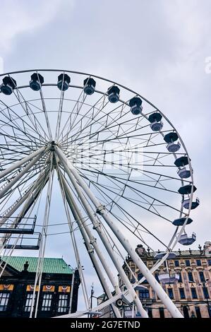 POZNAN, POLAND - Nov 26, 2017: The high Ferris wheel at the yearly Christmas market in Poznan, Poland Stock Photo