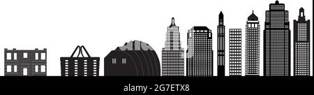 Kansas city skyline drawing illustration Stock Vector