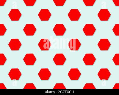 Abstract background with red hexagon geometrical figures in pastel colors. Minimalistic Geometry Abstract Pattern Design. Stock Photo