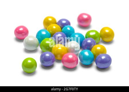 Small Group of Candy Coated Chocolate Balls Cut Out on White. Stock Photo