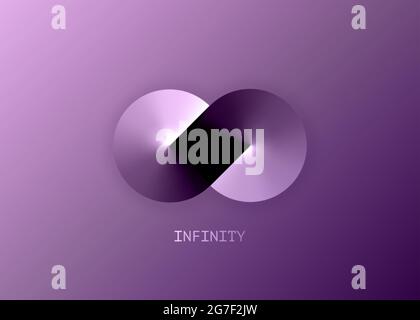 infinity business logo Template for your design. Eternity concept in metallic gradient color, abstract metallic sign violet spectrum icon, Metal loop Stock Vector