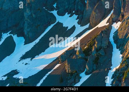 Rugged Olympic Mountains terrain viewed from Marmot Pass in the Buckhorn Wilderness, Olympic National Forest, Olympic Mountains, Washington State, USA Stock Photo