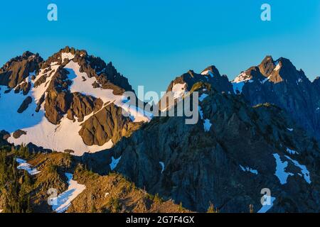 Rugged Olympic Mountains terrain viewed from Marmot Pass in the Buckhorn Wilderness, Olympic National Forest, Olympic Mountains, Washington State, USA Stock Photo